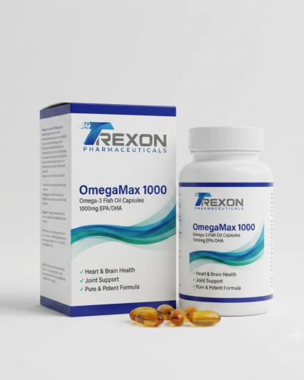 Trexon OmegaMax 1000 Omega-3 Fish Oil Capsules (1000mg EPA/DHA) - Heart, Brain & Joint Support