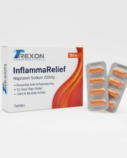 Trexon InflammaRelief Naproxen Sodium 220mg Tablets - 12-Hour Pain & Inflammation Relief