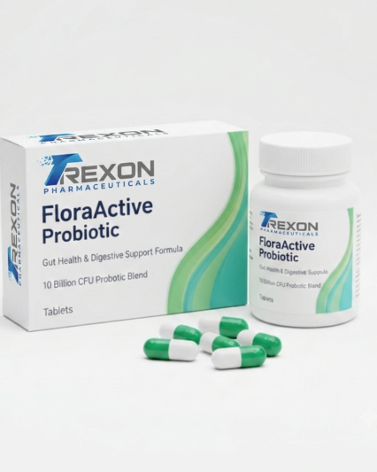 Trexon FloraActive Probiotic Tablets (10 Billion CFU) - Gut Health & Digestive Support Formula